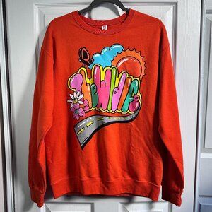 Orange Adult Medium The Wldlfe Graphic Crewneck Sweatshirt Band Merch Jerzees